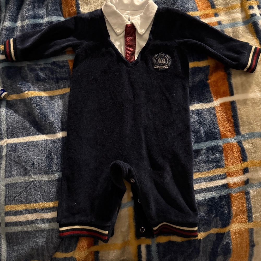 Navy Blue Kids One Piece with White Collar